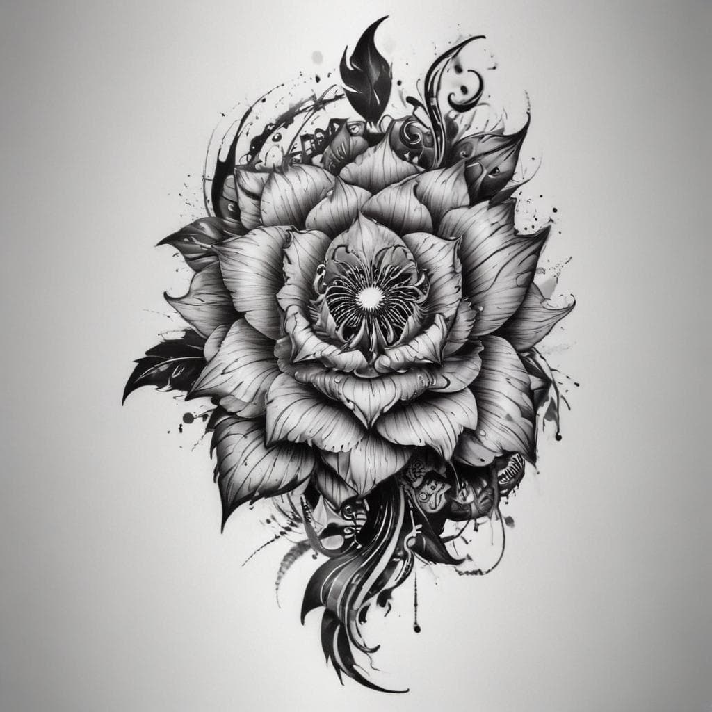 Diseño de tatuaje de flor ornamental